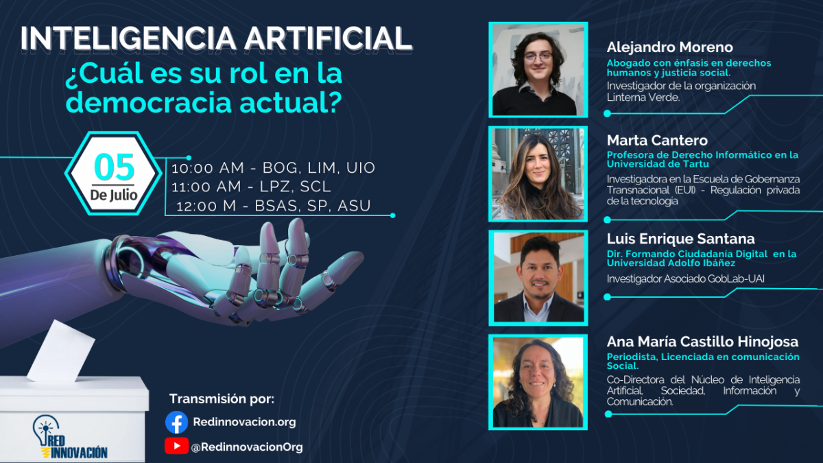 CONVERSATORIO VIRTUAL:  INTELIGENCIA ARTIFICIAL ¿Cuál es su rol en la democracia actual?